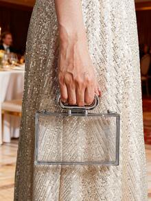 Fashionable Elegant Evening Transparent Box Handbag - Clear - View 2