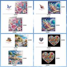 6pcs Diamond Painting Greeting Card Set, Butterfly, Seashell, House, Flower Patterns, Paper Material With Partial Mosaic Craft, Holiday Greetings For Friends And Family, Banquet Handwritten Blessing Cards, Anniversary Message Cards - 6Pcs - View 4