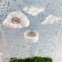4PCS Jumping Spider White Cloud Hiding Decor Set (Includes White Cloud Platform, Feeding Dish) Jumping Spider Climbing Feeding Platform, Reptile Enclosure Decoration, Small Reptile Hiding Spot, Jumping Spider Shell Accessories, Used For Climbing, Feeding Platform And Shelf Decoration - View 1