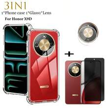 3-In-1 New Honor X9D Phone Case: Transparent Anti-Fall Protective Cover, TPU Silicone Soft Shell, Shock-Proof & Fashionable + 9H Hardness Tempered Glass Screen Protector, Anti-Scratch Anti-Explosion Anti-Bubble, Suitable For Gaming + 3 Pcs Lens Film, Easy Installation Kit - Clear - View 1