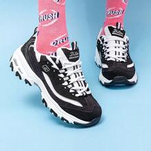 Skechers D'LITES Series Retro Patchwork Dad Shoes Panda Sneakers Casual Sports Shoes - Black and White - View 4