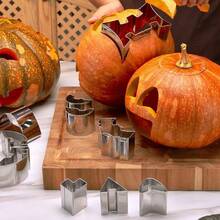 12pcs Stainless Steel Halloween Pumpkin Carving Set, Cookie Cutter, Baking Tools, Pumpkin Lantern DIY Carving Tool Kit - Silver - View 4
