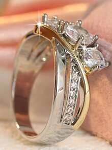 Gmzalx Women's Luxury Fashion Ring, Three-Layer Intertwined Design, Suitable For Daily Wear, Gatherings, Proposals, Anniversaries And More - Two-color - View 9