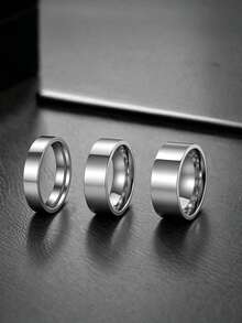 Fashionable Simple Smooth Stainless Steel Men's Ring, Men's Jewelry Accessory, Couple Ring Set, Suitable For Daily Wear, Parties, Dates, And Birthdays - Multicolor - View 7