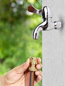 Garden Hose Quick Connectors, Male & Female Brass Water Connectors, 3/4" American Brass Hose Quick Connectors, 3/4" European Thread Connectors, Solid Brass, 3/4" GHT Thread, Leak-Free Water Pipe Connectors, Quick Connection Kit - Multicolor - View 2