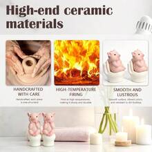 Ceramic Pink Pig Toilet Bolt Cover, Bathroom Floor Screw Cap, 2-Piece Set - C - View 3