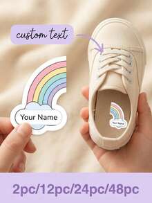 2-48pcs Customized Shoe Name Stickers, Children's Shoe Labels, Nursery Shoe Laces Labels, Insoles Stickers, Children's Identification Labels. - Multicolor - View 7