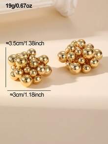 NAIZHU 1/3pcs Fashion Metallic Handmade Earrings & Ring Jewelry Set, Women's Daily Date Party Accessories - Gold - View 7