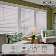 2" Faux Wood Cordless Blind, 29" X 60", Bright White - Star - View 3