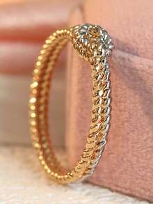 Gmzalx Women's Twisted Rope Braided Ring, Vintage Textured Design, Suitable For Daily Commute, Date, Vacation - Two-color - View 9