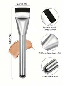 1pc Flat Foundation Brush, Dense Soft Bristles Makeup Brush, Suitable For Liquid/Cream Foundation, Seamless Blending, Foundation Application, Daily Makeup Beauty Tool - Multicolor - View 5