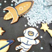 Cookie Cutter Set 6PCS Space Astronaut Cartoon Fun Style Stainless Steel Smooth Edge Non-Stick Easy Release For Kids - Silver - View 5