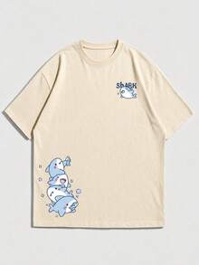 Simple Studio | Summer New Men's Casual Shark Short Sleeve T-Shirt | Suitable For Summer Wear | Comfortable And Breathable | Leading The Fashion - Apricot - View 4