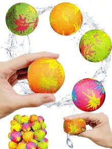 5 pièces Balles d'eau réutilisables pour piscine, Fournitures de fête de piscine, Jouets de balles d'eau colorées pour fête de piscine d'été, Jeux d'eau de plage, Fournitures de divertissement, Sports d'eau d'été, Piscine, Été, Essentiel de vacances - Balle d'eau en tissu - Voir 9