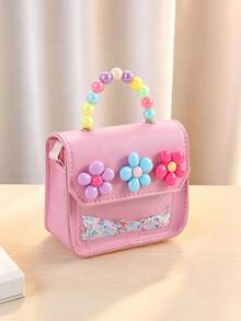 XD This Children's Crossbody Bag Is Decorated With Cute And Playful Flower And Pearl Details, Making It A Must-Have Fashion Handbag For Both Moms And Kids. Perfect For Valentine's Day, Parties, Or As A Gift For Girls, It Can Hold Coins And Keys. - Multicolor - View 10