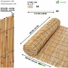 VOUNOT Natural Peeled Reed Fence 100x300cm Privacy Screen Roll With Fixing Clips Garden Panel Fence For Outdoor Garden Patio Balcony Wind/Sun Protection - 140x600cm - View 6