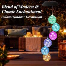 1pc Solar Hollow Moroccan Sphere Wind Chime Light Color Changing LED Hanging Ornament Lamp Outdoor Decor Light Ideal For Garden Tree Yard Patio Window Wall Balcony Camping Indoor Bedroom Porch Decor - 4cm Moroccan Ball-solar Wind Chime Lamp - View 1