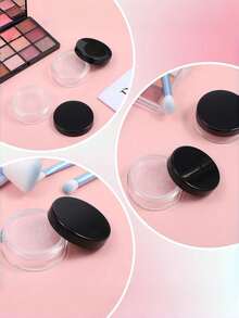 3/2/1 pieza Estuche de viaje de plástico para polvo con borla, reutilizable, con tamiz giratorio y tapa de rosca negra, adecuado para cosméticos, base de maquillaje y otros productos - Multicolor - Ver 7