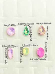 1 Pack 40pcs Candy Color Silver Base Rhinestone Hand-Sewn DIY Clothing Shoes Hat Bag Decoration Rhinestone Accessories Handmade Sewn Rhinestones - Mixed - View 3