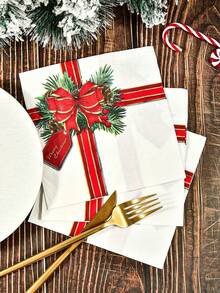 20Pcs Merry Christmas Printed Paper Napkins 2 Ply Disposable Luncheon ...