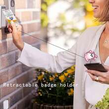 1pc Pink Halloween Ghost Glitter Acrylic Rotating Crocodile Clip Retractable Badge Holder For Nurses - A - View 3