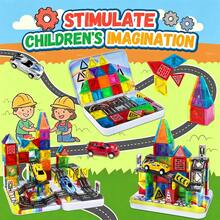 50/30pcs Kids Magnetic Building Blocks City Road Track Car Set, Multi-Functional Magnetic Assembly Toy With Mini Cars, Suitable For 3-14 Years Old Children Birthday/Holiday Gift (Random Color) - Multicolor - View 5