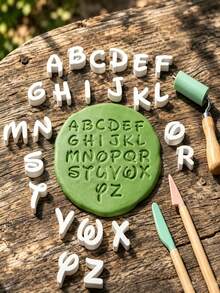 26pcs A-Z Uppercase Letter Clay Stamps, Suitable For Polymer Clay, Pottery And DIY Crafts - Reusable Plastic Letter Stamps, Including A-Z Uppercase Cursive Letters, Suitable For Letter Creation, Scrapbooking, Greeting Card Making - Multicolor - View 3
