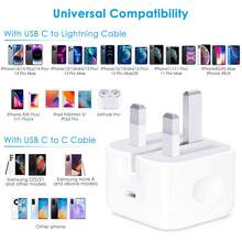 1-2pcs USB-C UK Wall Charger Adapter 20W Wall Charging Head, Compatible With Type-C Interface Charging Cable Data Line - UK Plug(220-240V) - View 11