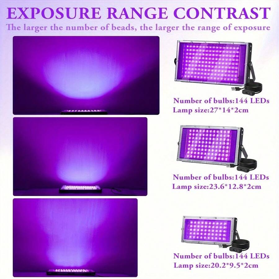 50 LED UV Black Light Device With Switch - USB Powered Low Voltage Control, Suitable For Party And Decoration - one-size - View 1