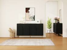 Mid Century Sideboard, Black With 3D Rills And Adjustable Shelves - Black - View 11