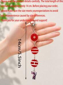 2D Flat - 2D Acrylic Keychain And Bag Pendant, Double-Sided Printed Charm, Red Design - Multicolor - View 7