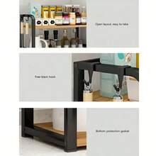 Double-Layer Carbon Steel Countertop Storage Rack - Space-Saving Countertop Organizer, Made Of Durable Material For Kitchen/Dining Room Storage, Minimalist Modern Design, Sturdy Structure, Sleek And Elegant Appearance - View 3