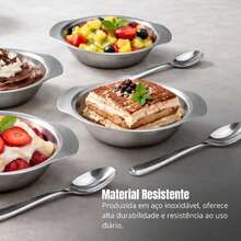 Kit de sobremesa conjunto com 12 peças 6 taças 6 colheres aço inox - A - Visão 5