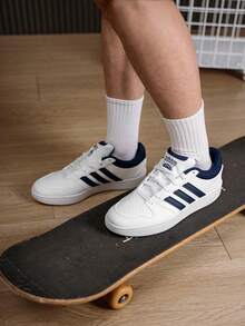 Adidas Men's HOOPS CLASSIC 2026 Summer New Basketball Style Casual White Sneakers KI1058 - White/Dark Blue/Orbital Gray - View 4