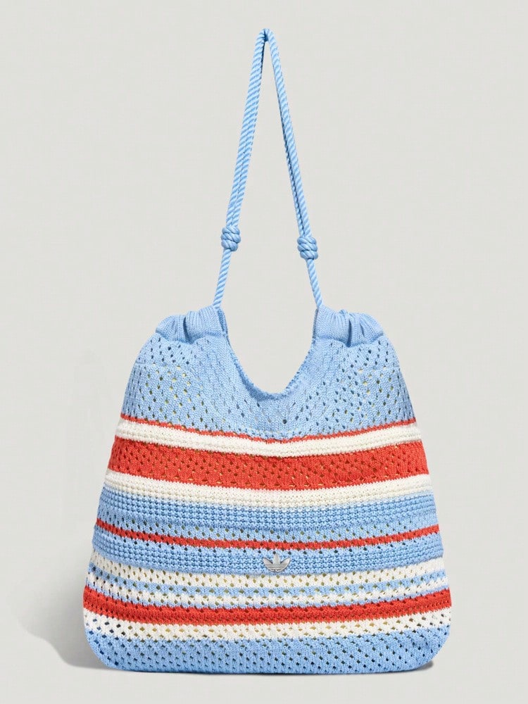 Adidas Originals Tas Tote Rajut Unisex Motif Garis-Garis Blok Warna KX9590 - Blue and White - View 1