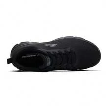 Skechers Men's LITE-WEIGHT Series Large Mesh Lace-Up Lightweight Cushioned Running Shoes - Black - View 4