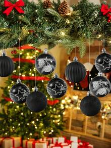 9pcs/Box Christmas Ball Ornaments, Christmas Tree Decorations, Hanging Shatterproof Plastic Balls, Suitable For Christmas Tree, Wedding Party, Window Decoration, Valentine's Day, Home Wall Decor, Create Festive Atmosphere, Christmas Gift - Christmas 4 - View 6