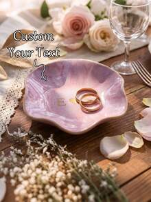 Custom Personalized Ceramic Ring Dish – "Mr. & Mrs." Gift, Engraved Jewelry Tray, Wedding Gift For Her, Bridesmaid Gift - Multicolor - View 2
