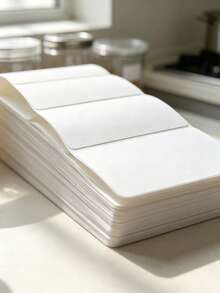100 piezas Etiquetas de papel para alimentos en blanco, impermeables y autoadhesivas, pegatinas para cocina y despensa para frascos - 60*40 mm - Ver 3