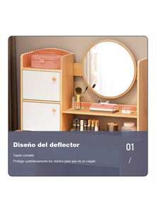 Vanity Desk With Mirror, LED Lights Makeup Dressing Table With 2 Drawers, 3 Shelves, And 3 Storage Lockers, Dressing Table For Bedroom, Dressing Room (White, Pink, Brown) - 棕色 - 查看 5