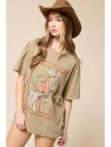Women T-Shirts - 灰褐色-3 - 查看 4