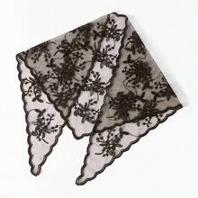 1pc Lace Floral Trim Wedding Veil Scarf Triangular Scarf, Fashionable Lace Trim Breathable Church Headscarf - Cross - View 11