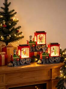 1pc Christmas Train Decorative Light With LED Candle Effect, Desktop Ornament For Christmas Home And Party Atmosphere - Multicolor - View 5