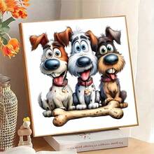 1PC | 5D DIY Diamond Painting | Puppy And Bone Pattern Diamond Painting Kit, Round Full Drill Mosaic Craft Set, High Definition Art Diamond Painting, Focus And Relax Through DIY, Suitable For Living Room, Bedroom, Office Wall Decoration, Surprise Holiday Home Decor Gift For Family And Friends, Unframed - round diamond - View 4