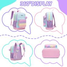 Set de 3 piezas de mochila para niñas, mochila escolar con estampado lindo de estrellas & lunares con bolso cruzado y estuche para lápices, mochila escolar ligera para niñas, vuelta al colegio - Conjunto de mochilas escolares para niñas - Ver 10