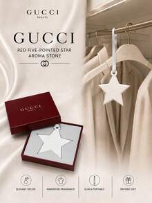 Gucci 古馳五角星擴香石7×7.5cm，配銀絲帶，淡香持久可懸掛衣櫃車內，禮盒包裝送禮精緻 - 紅色五角星 - 查看 3