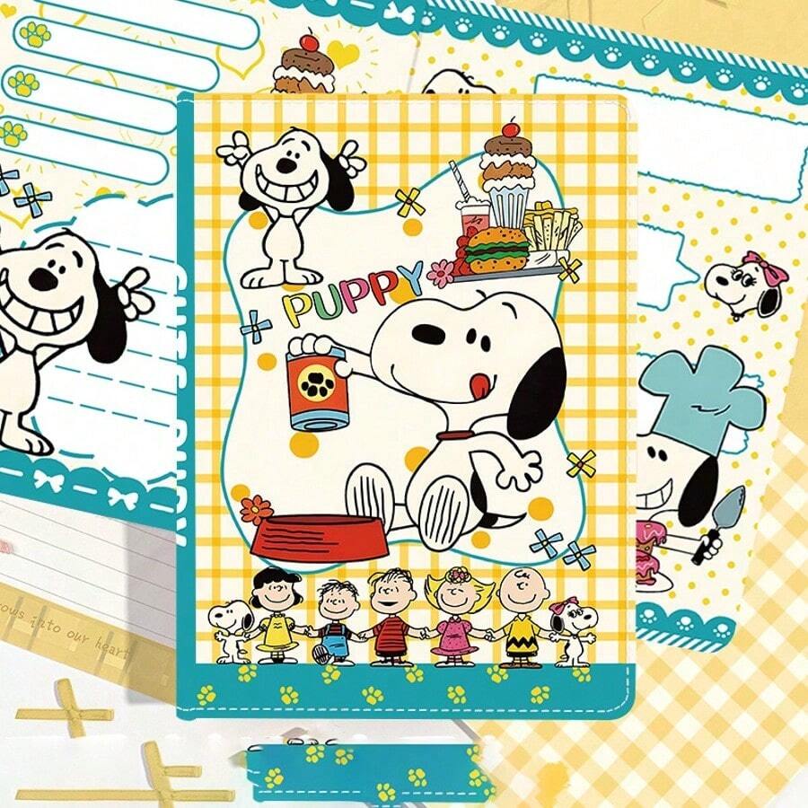 1pc Cute Snoopy Colorful Page A5 Leather Notebook, Highly Attractive Cartoon Ledger For Students, New Year Gift, Valentine's Day Gift, Easter Gift [Random Style] - Multicolor - View 1
