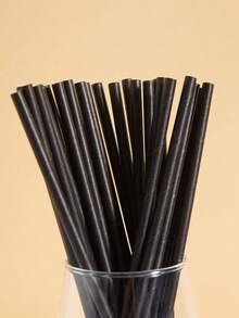 10/100/200pcs Pure Black Paper Straws, Candy Support Sticks, Suitable For Cocktails, Birthdays, Barbecues, Graduations, Back To School, Party Supplies, Christmas And Other Occasions - View 8