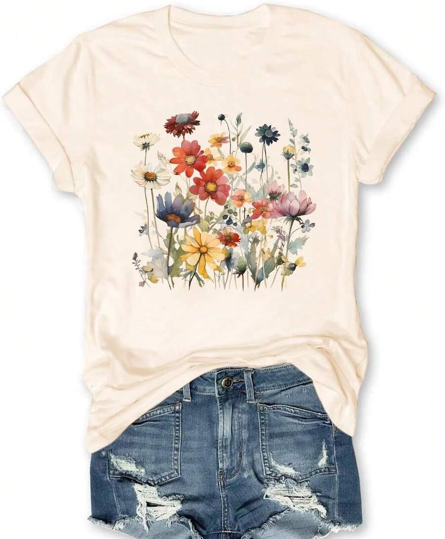 Women T-Shirts - 淺米色 - 查看 1