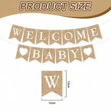1set-Unisex-Neutral Gift Party Decor, Suitable For Boys Or Girls Set, Rustic Burlap Welcome Banner - One Size Fits All - View 8